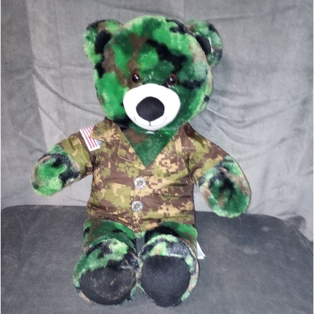 Build-A-Bear Green Camo Military Bear with Fatigues Shirt Bear